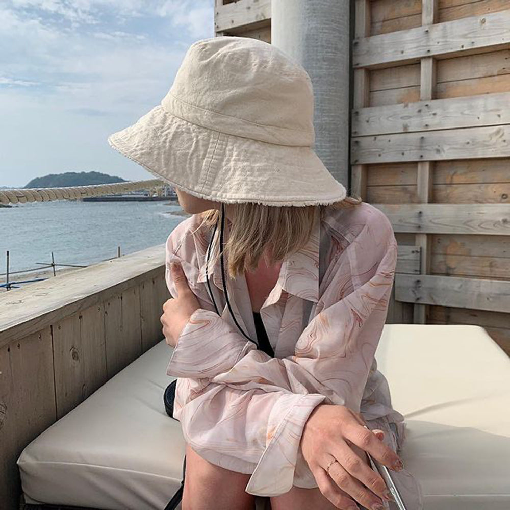 フリンジ紐付きウォッシュハット