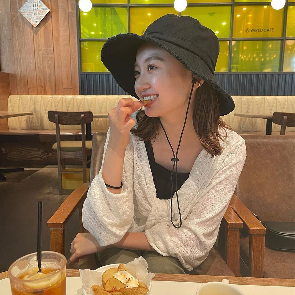 フリンジ紐付きウォッシュハット